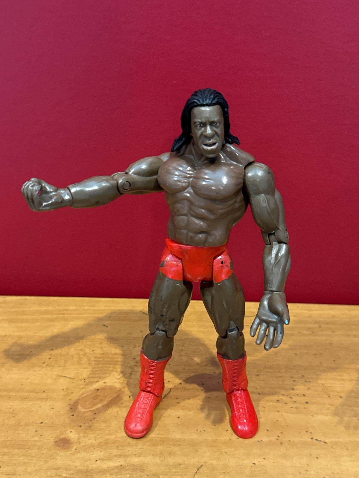 Vintage Jakks 1999 WWE Booker T Wrestler Red Shorts Boots 7" Tall