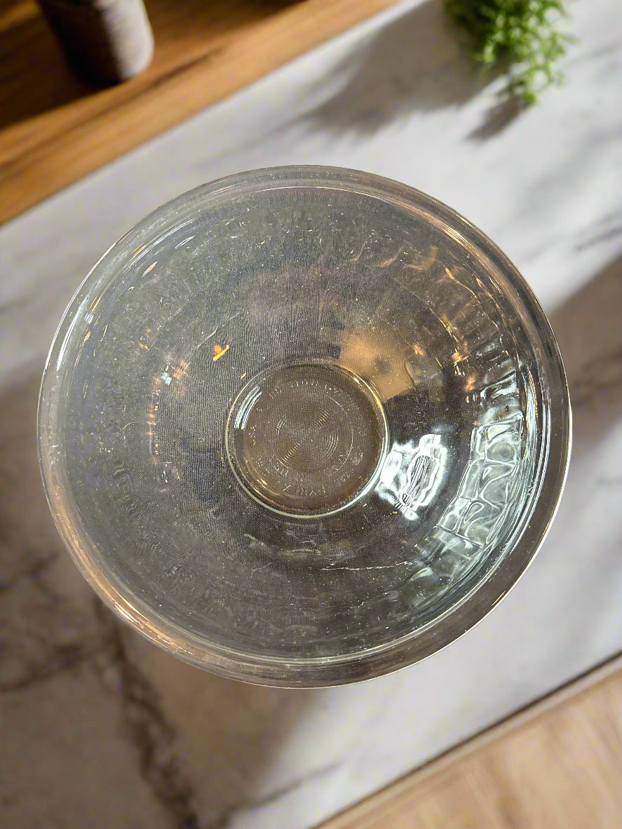 Set of 3 Pyrex Clear Glass Mixing Bowls 2.5 L Rimmed Ribbed 1.5 L & 1 L Rimmed Clear