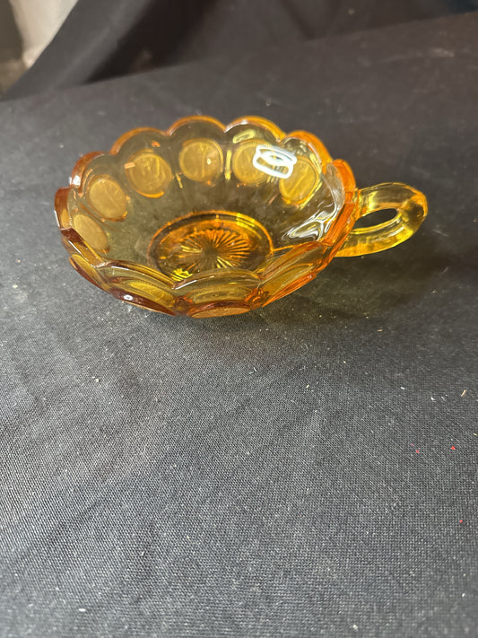 Fostoria Amber Coin Glass Nappy Dish Bowl 5.25" Wide