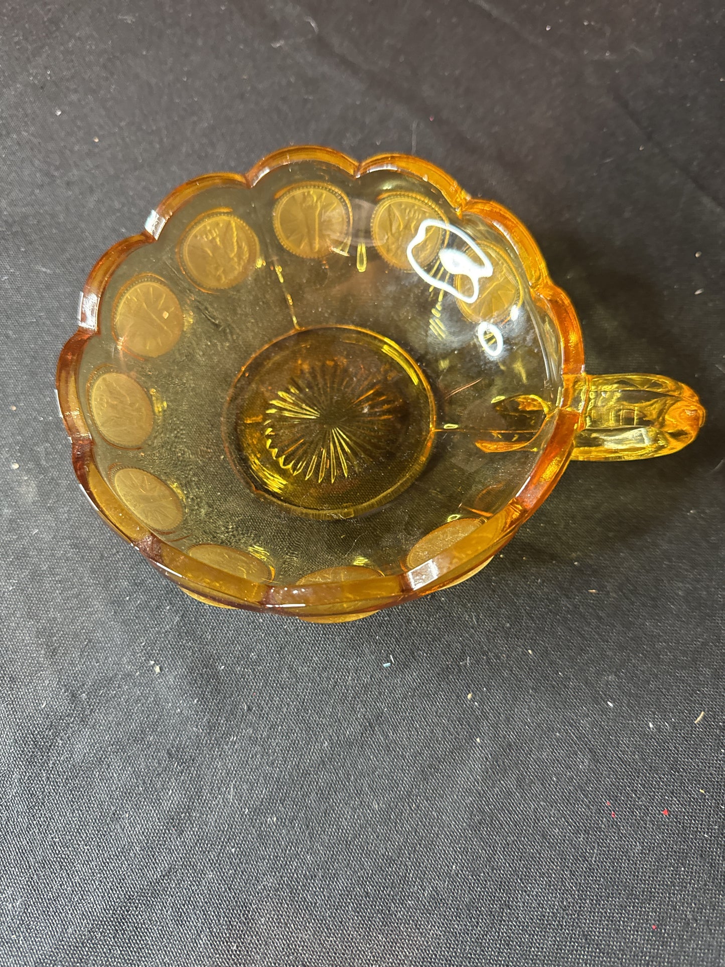 Fostoria Amber Coin Glass Nappy Dish Bowl 5.25" Wide