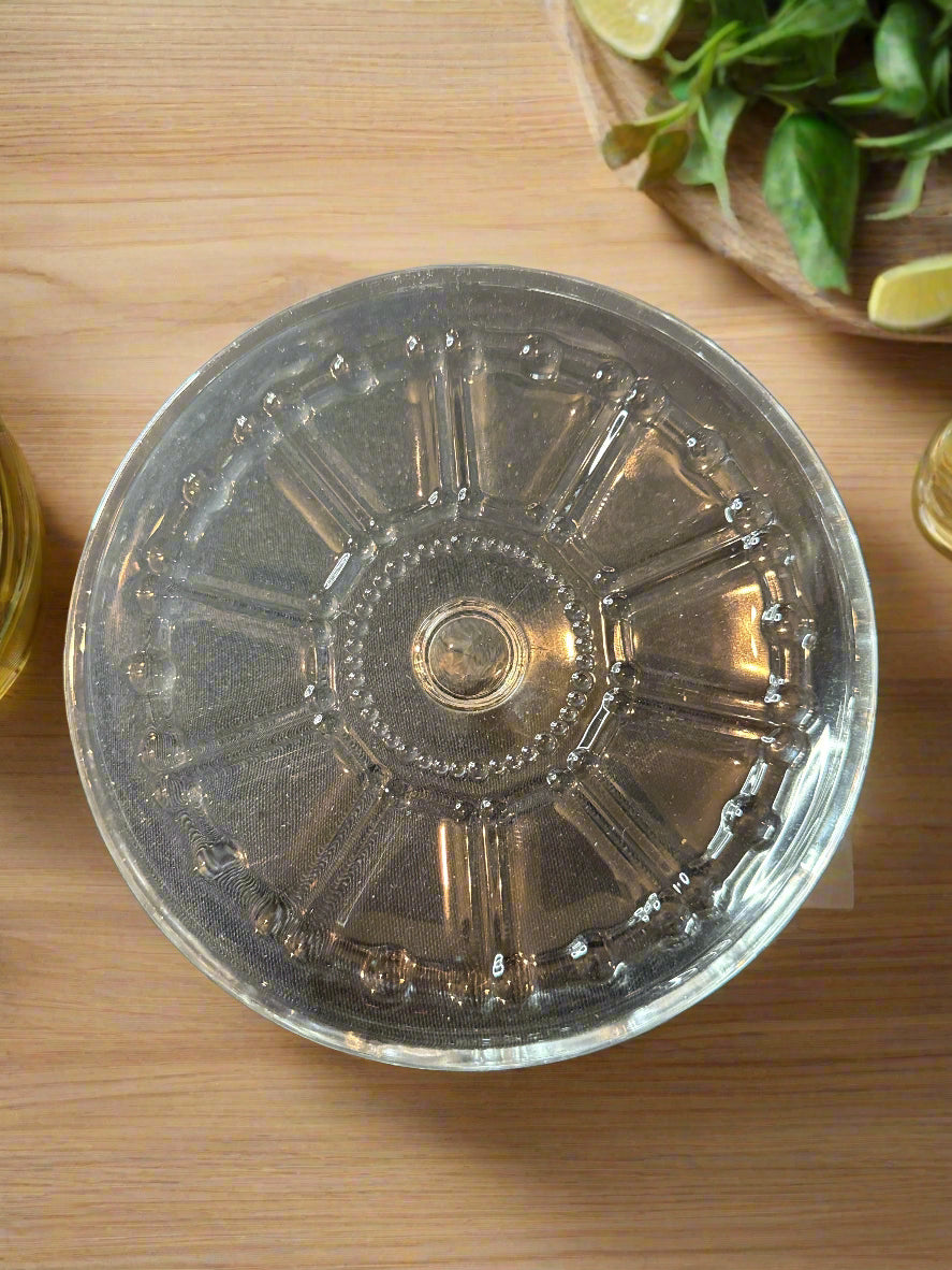 Vintage Kig Indonesia Beaded Glass Covered Candy Dish 7" Wide