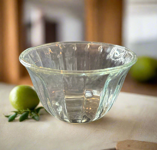 Anchor Hocking Avalon Pattern Clear Glass Dip Bowl Ribbed 5.25" Wide x 3.25" Tall