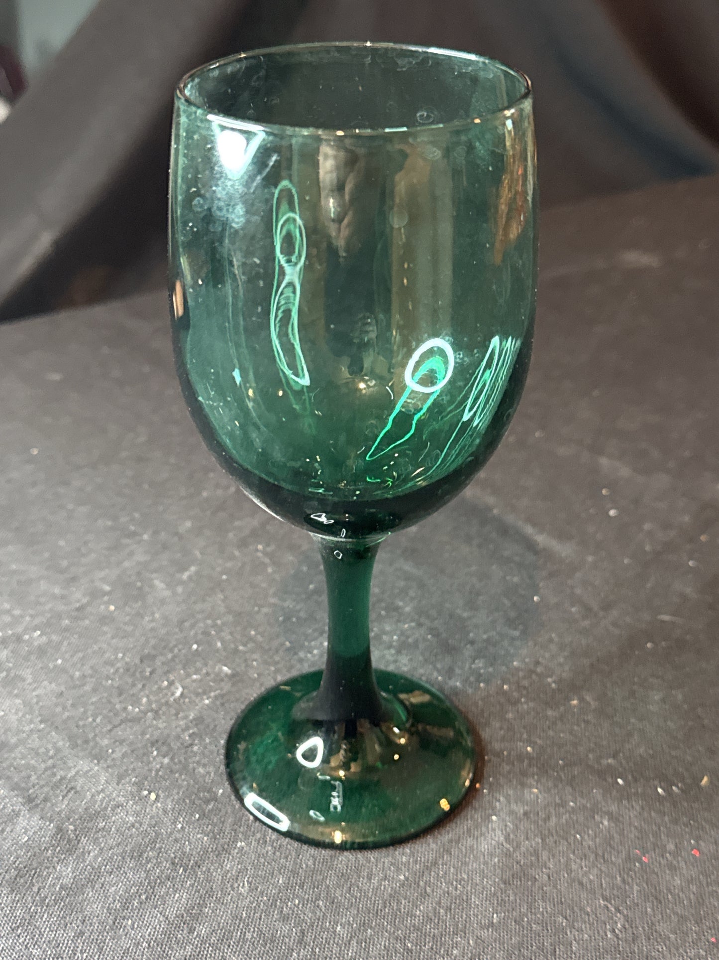 Vintage Libbey Juniper Emerald Green Water/Wine Goblet Glass 7.25" Tall