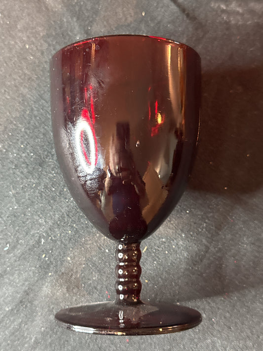 Vintage Ruby Red Wine Glass Goblet 5.25" Tall Stemmed