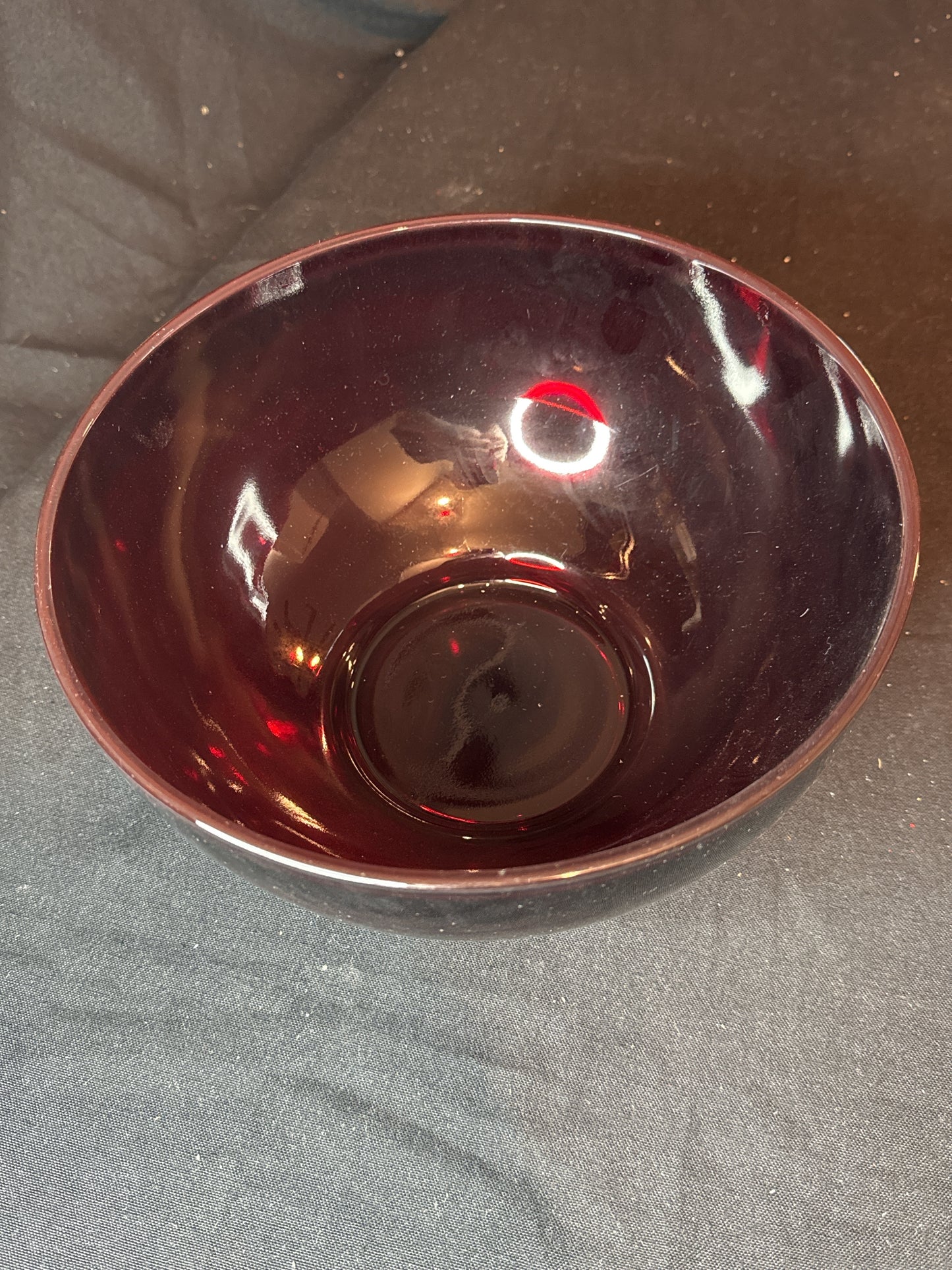 Large Vintage Ruby Red Glass Bowl 10" x 5.5" Tall