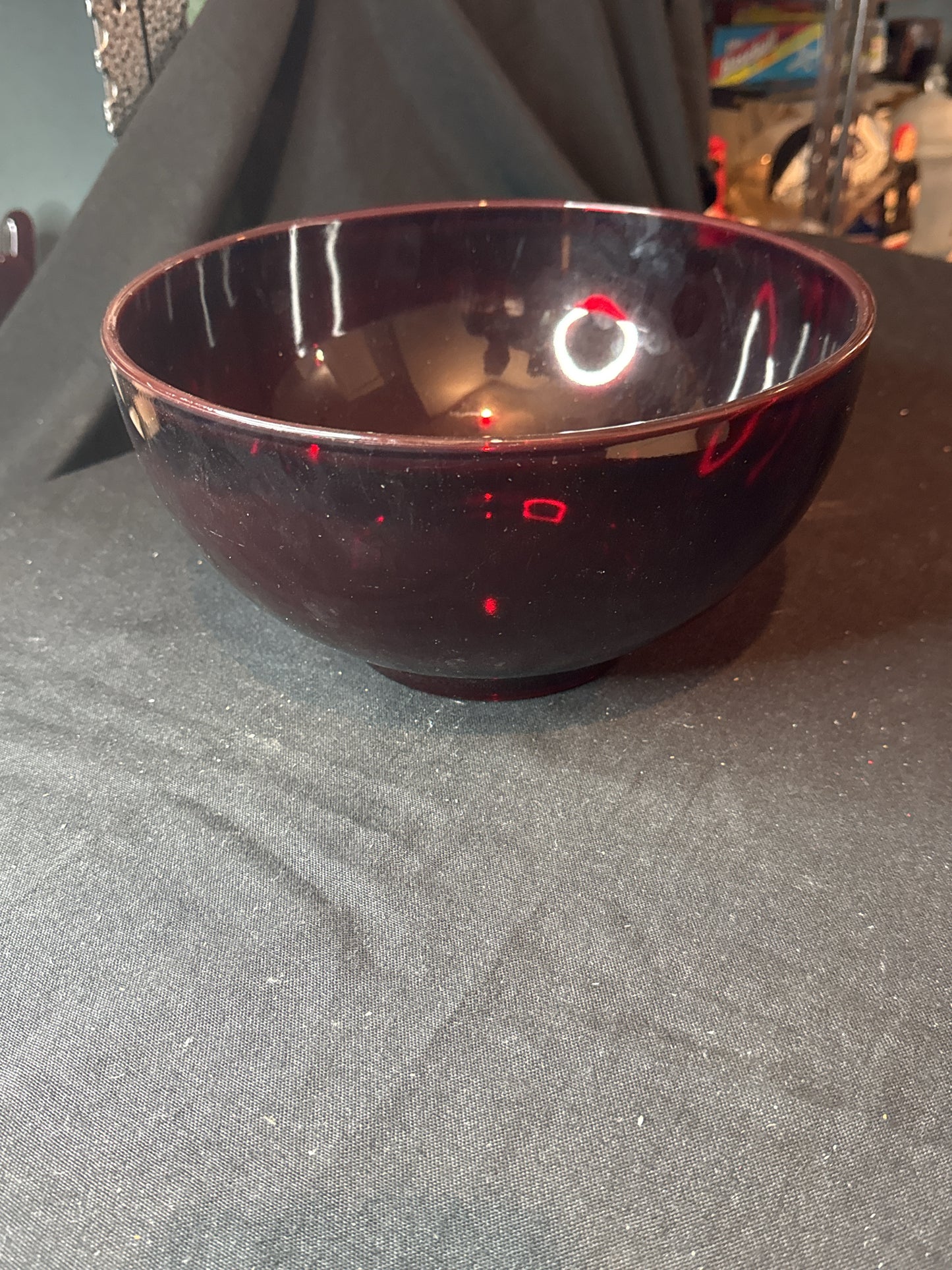 Large Vintage Ruby Red Glass Bowl 10" x 5.5" Tall