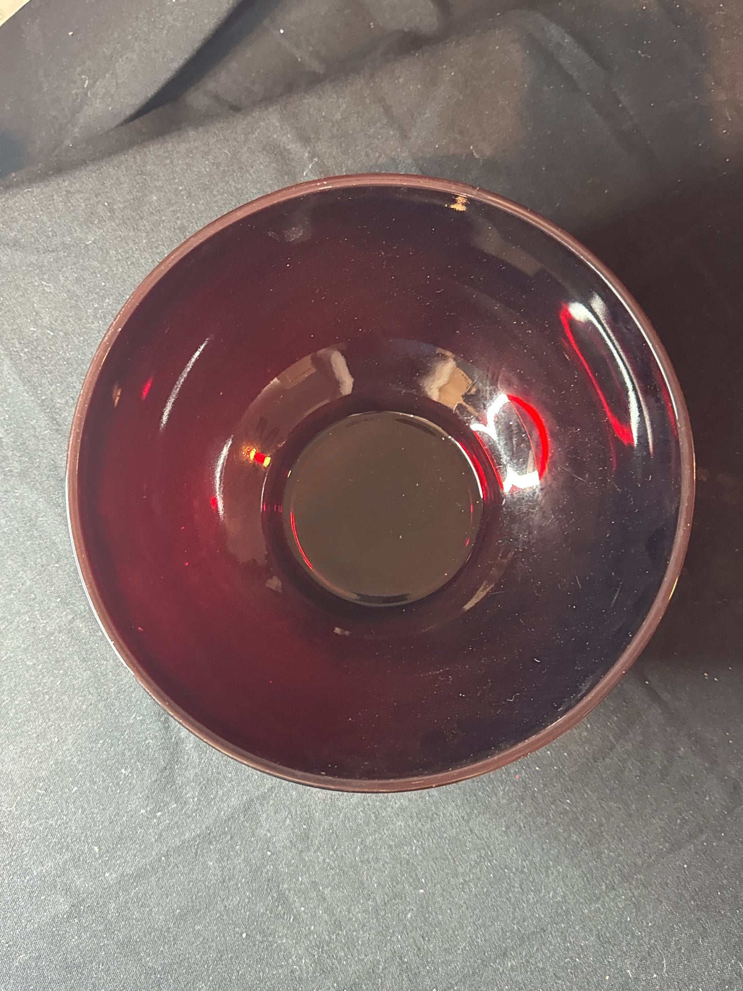 Large Vintage Ruby Red Glass Bowl 10" x 5.5" Tall