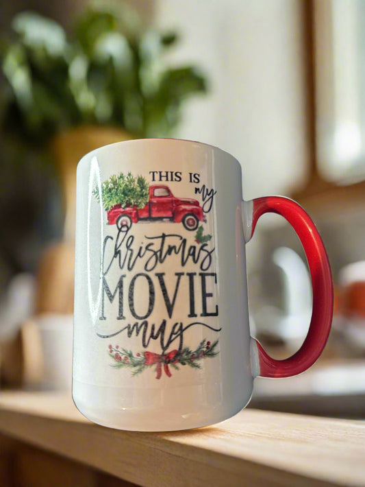 This Is My Christmas Movie Red/White Coffee Cup Mug 4 5/8" Tall Heavy