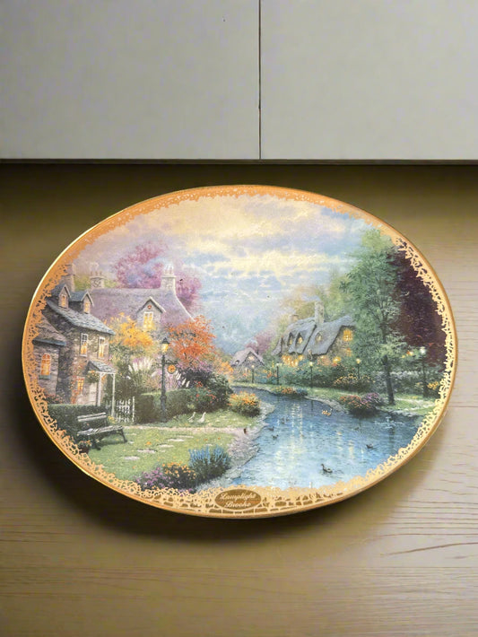 Vintage Thomas Kinkade Limited Edition "Lamplight Brooke" Collectible Plate 1994 8.75" Wide