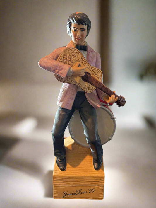 Vintage 1977 McCormick Elvis Presley 1955 Pink Coat Whiskey Decanter Music Box 15" Tall