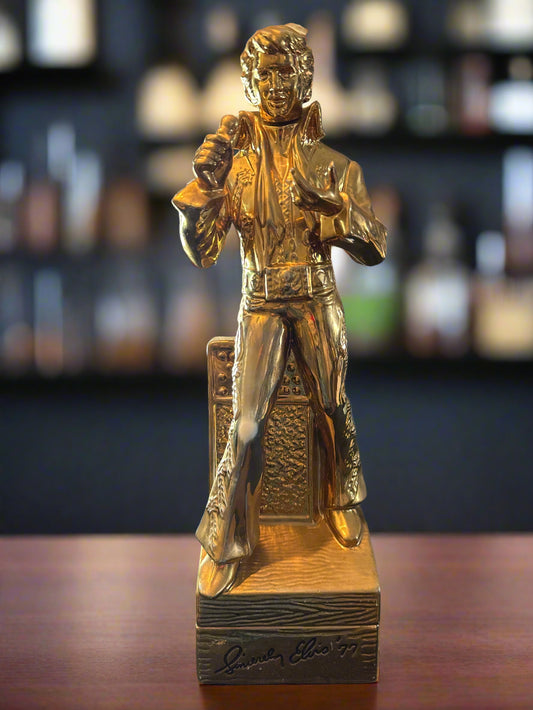 Elvis Gold Ultimate Tribute Decanter McCormick The King '77 Sincerely Elvis 15.25" Tall