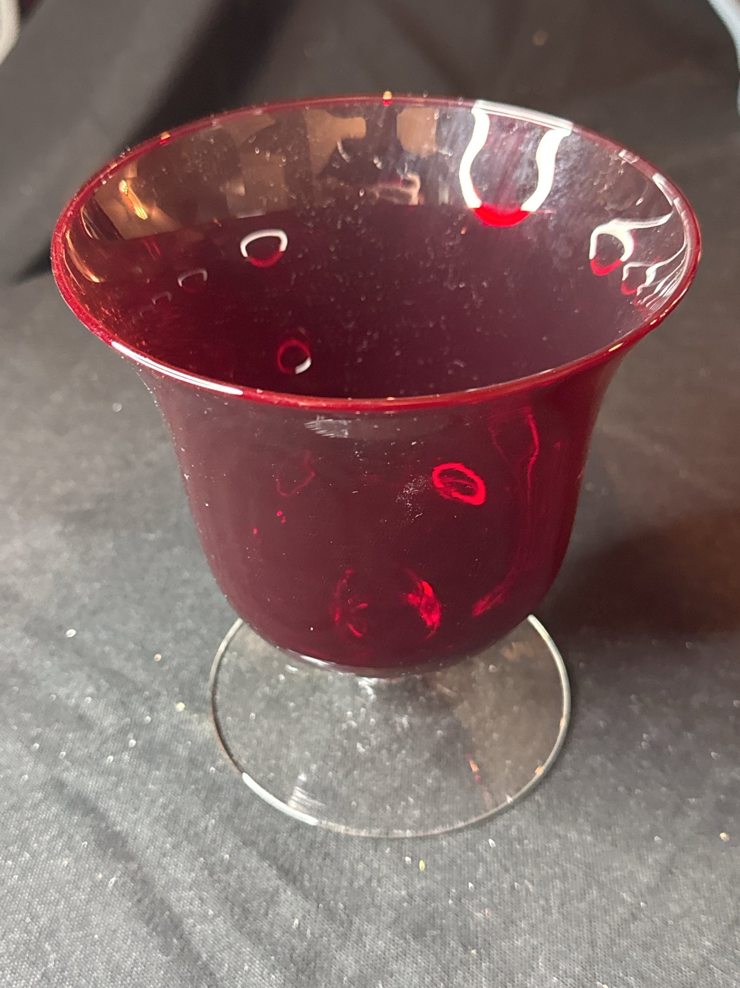 Ruby Red Glass Small Pedestal Vase 5.75" Tall x 5" Wide