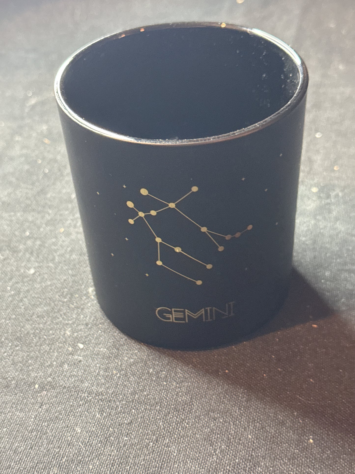 Gemini Jar Glass Black Cup Candle Holder 3.5" Tall