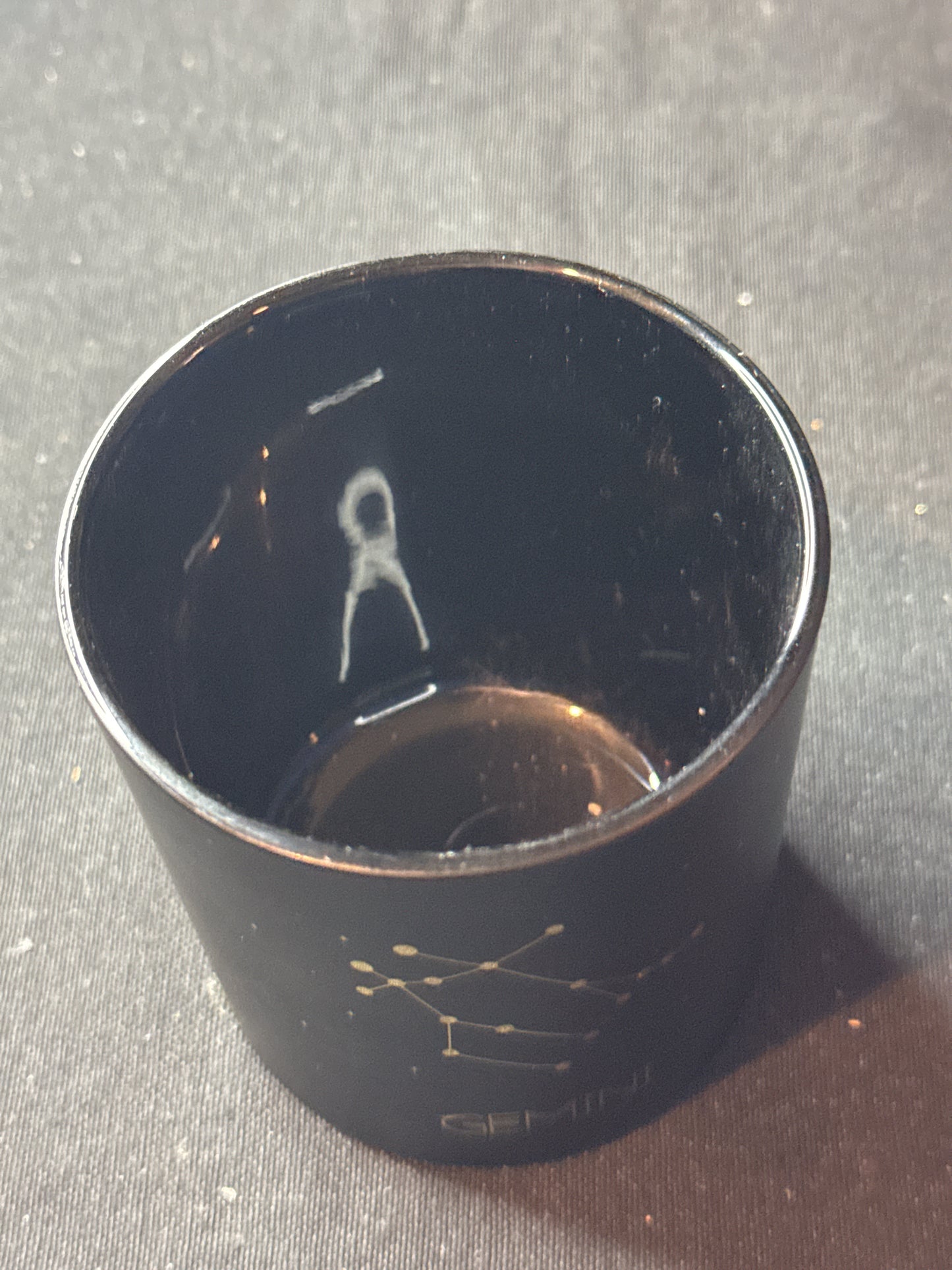 Gemini Jar Glass Black Cup Candle Holder 3.5" Tall