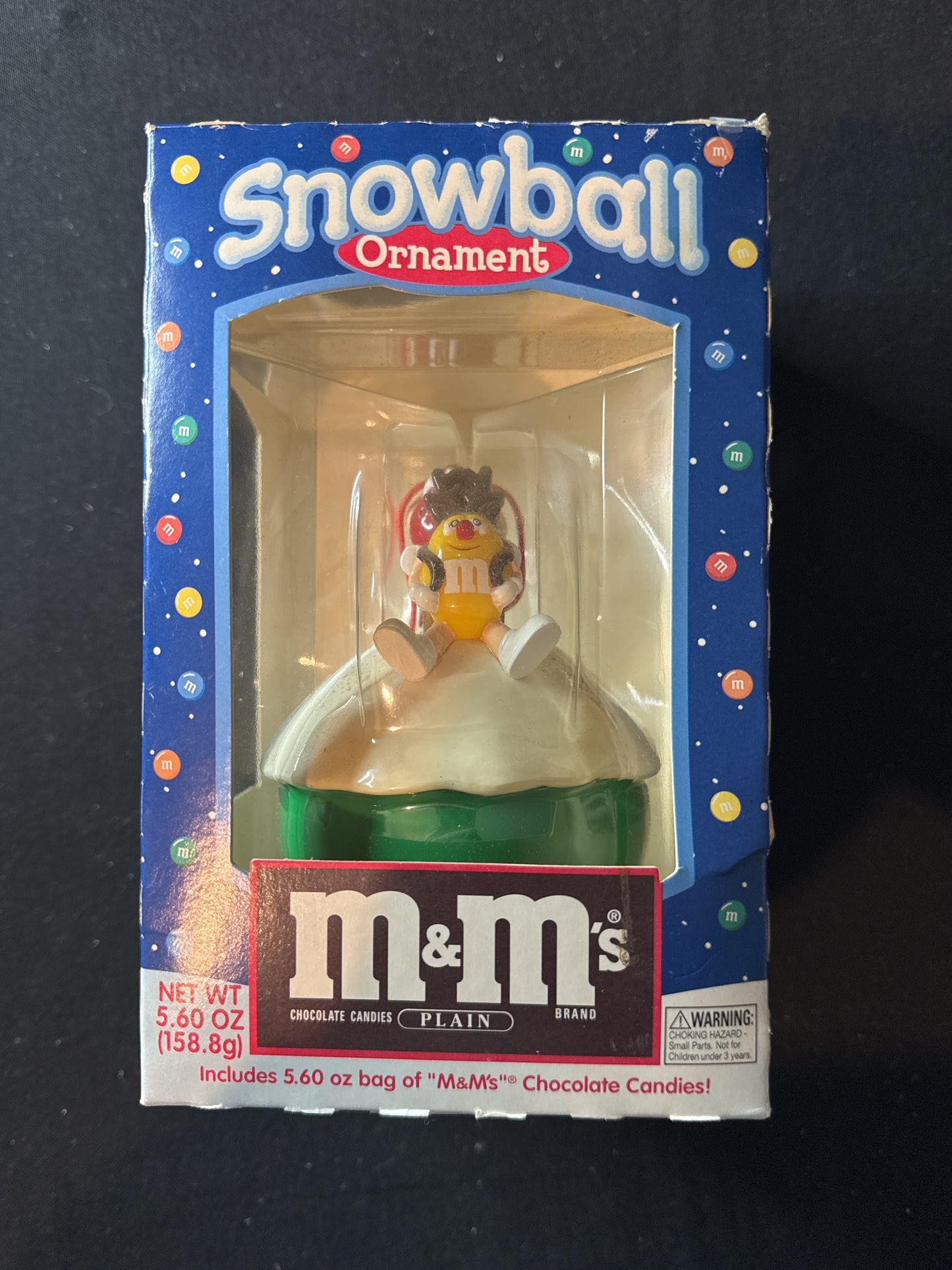 M&M's Snowball Christmas Ornament Yellow Reindeer Red Santa M&M Candy New In Box