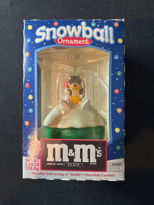 M&M's Snowball Christmas Ornament Yellow Reindeer Red Santa M&M Candy New In Box