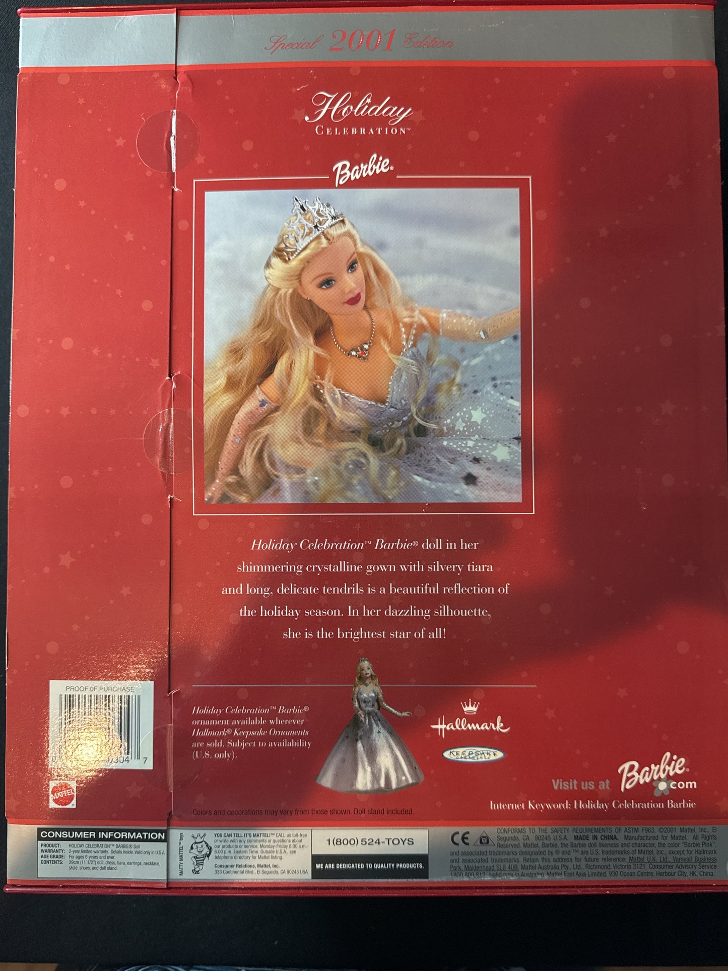 Special Edition 2001 Holiday Celebration Barbie Mattel New in Box