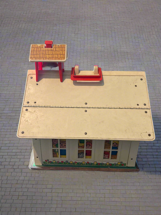 Fisher Price Little People School House Only 1971 #923 Vintage With Alphabet Tray