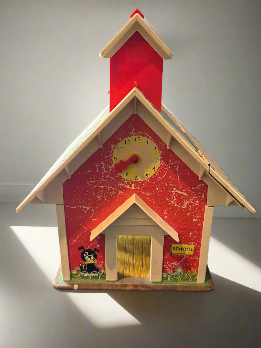 Fisher Price Little People School House Only 1971 #923 Vintage With Alphabet Tray