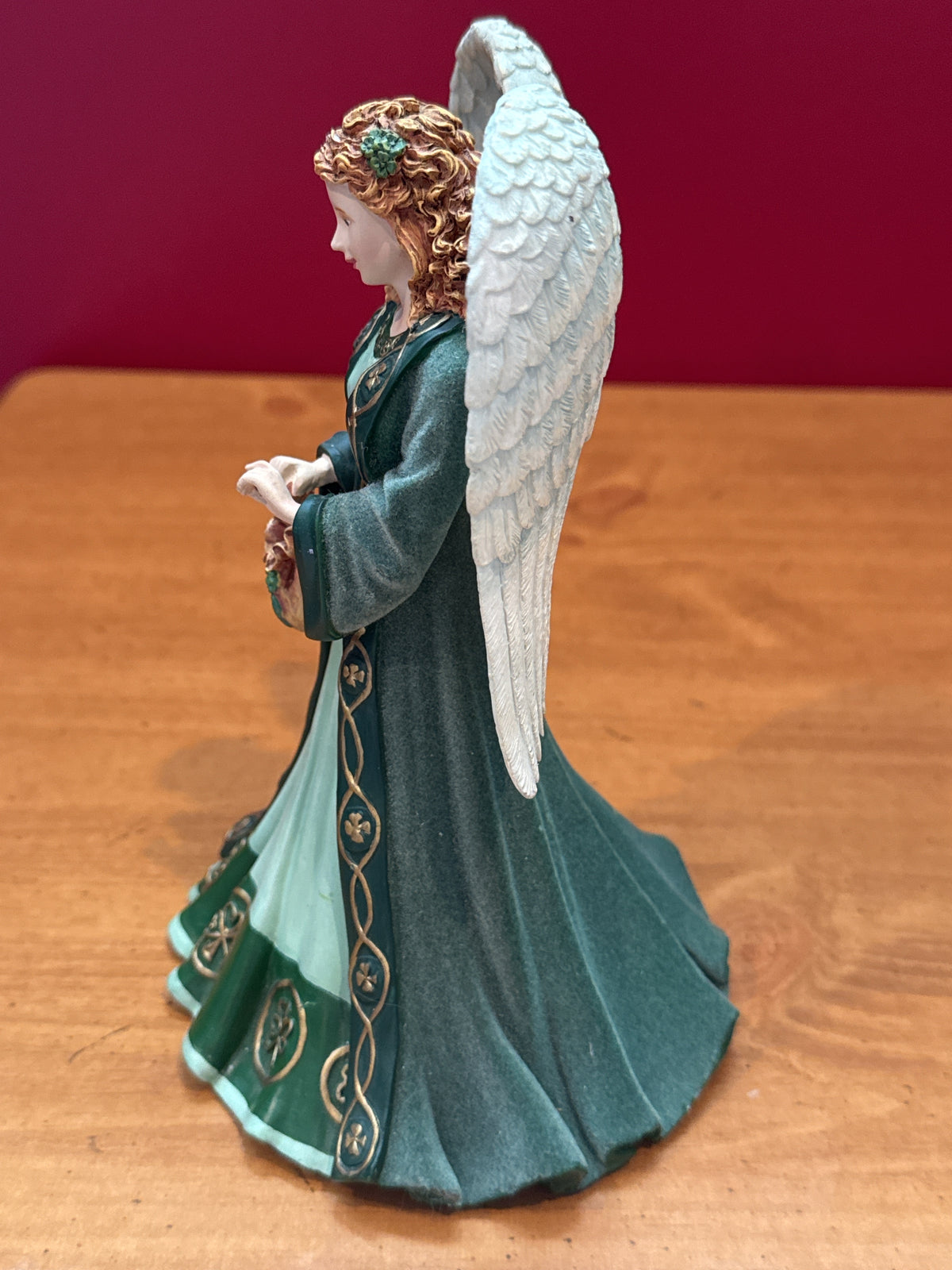 Hamilton Collection Emerald Isle Angel Figurine May Your Purse Always Hold a Coin or Two 7.5" Tall