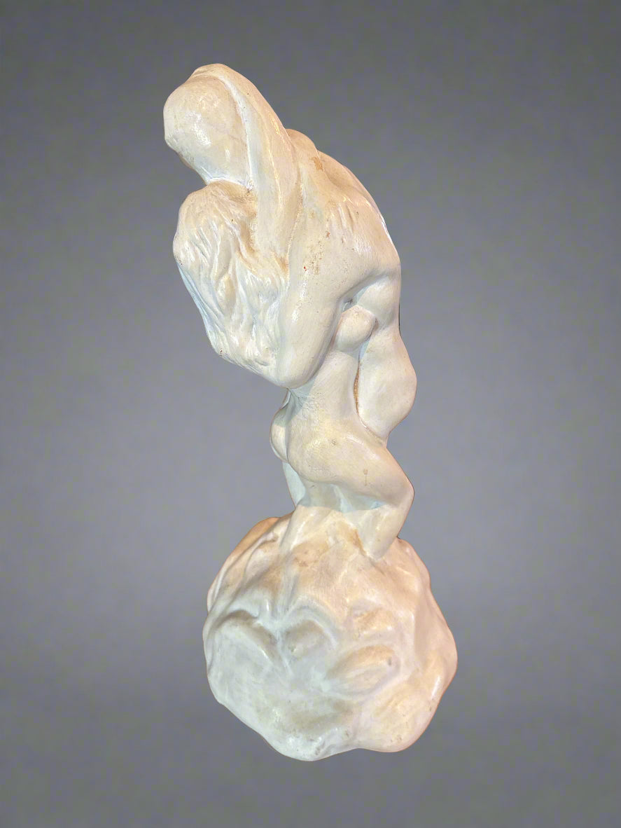 Vintage Lovers Erotic Naked Man & Woman Embracing Ceramic Statue  16" x 8"