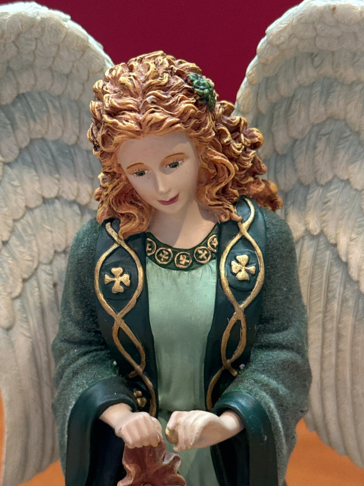 Hamilton Collection Emerald Isle Angel Figurine May Your Purse Always Hold a Coin or Two 7.5" Tall
