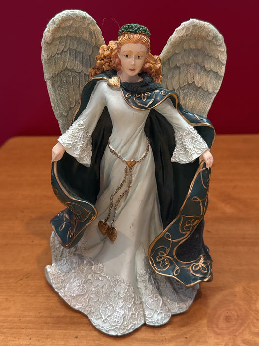 Hamilton Collection Emerald Isle Angel Figurine May Your Heart Be Happy With Irish Laughter 7.5" Tall