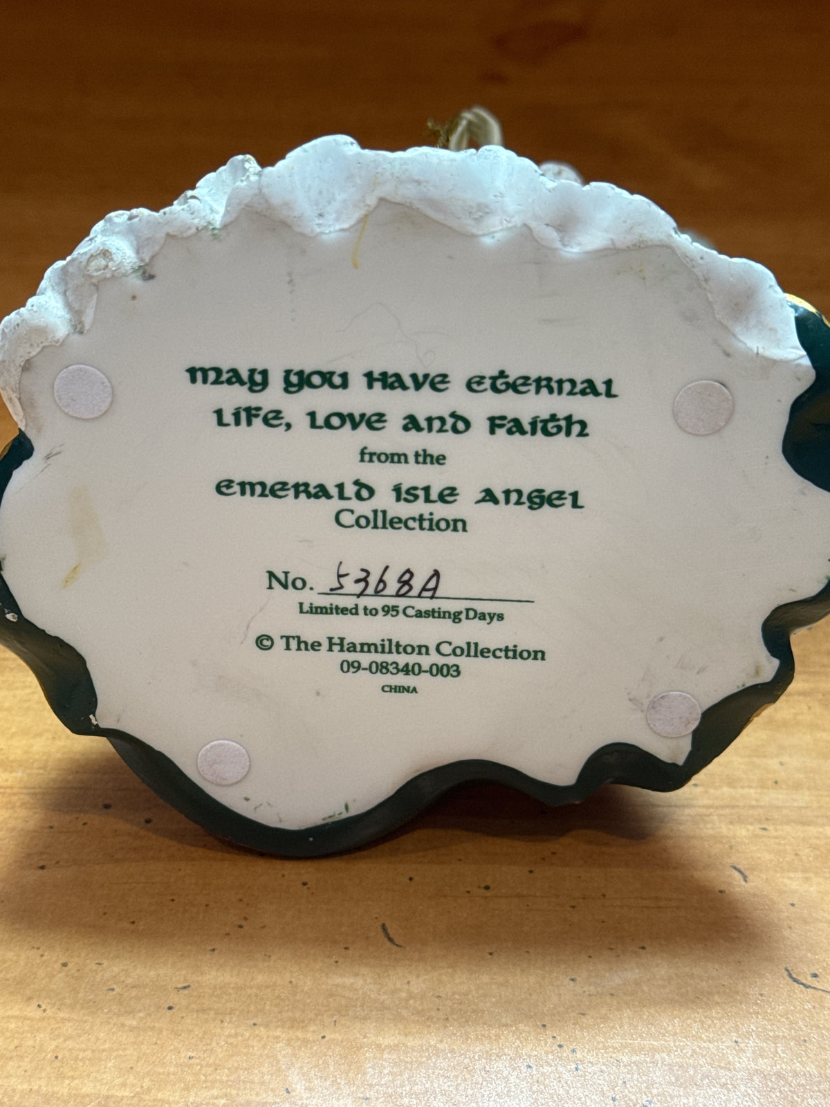 Hamilton Collection Emerald Isle Angel Figurine May You Have Eternal Life Love & Faith 7.5" Tall