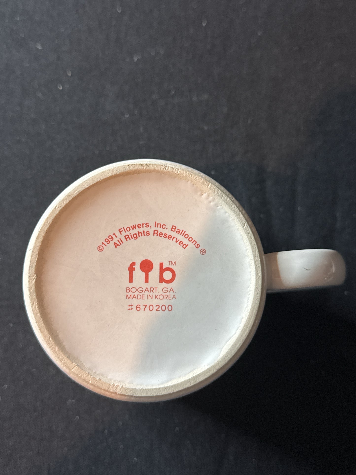 1991 Flowers Inc. Balloons - Holly Mug by Jame Bowen Design EUC Glossy Finish 3.5" Tall