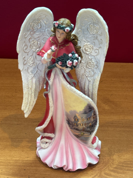 Bradford Exchange #5: Winter Rose Angel Sculpture Thomas Kinkade 7.5" Lighted Works