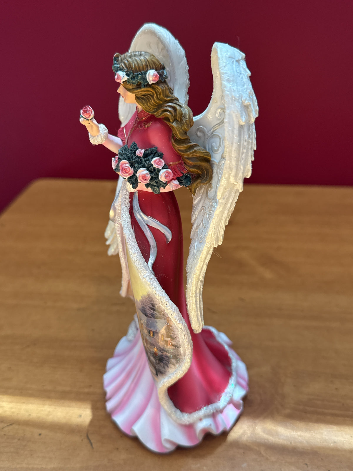 Bradford Exchange #5: Winter Rose Angel Sculpture Thomas Kinkade 7.5" Lighted Works
