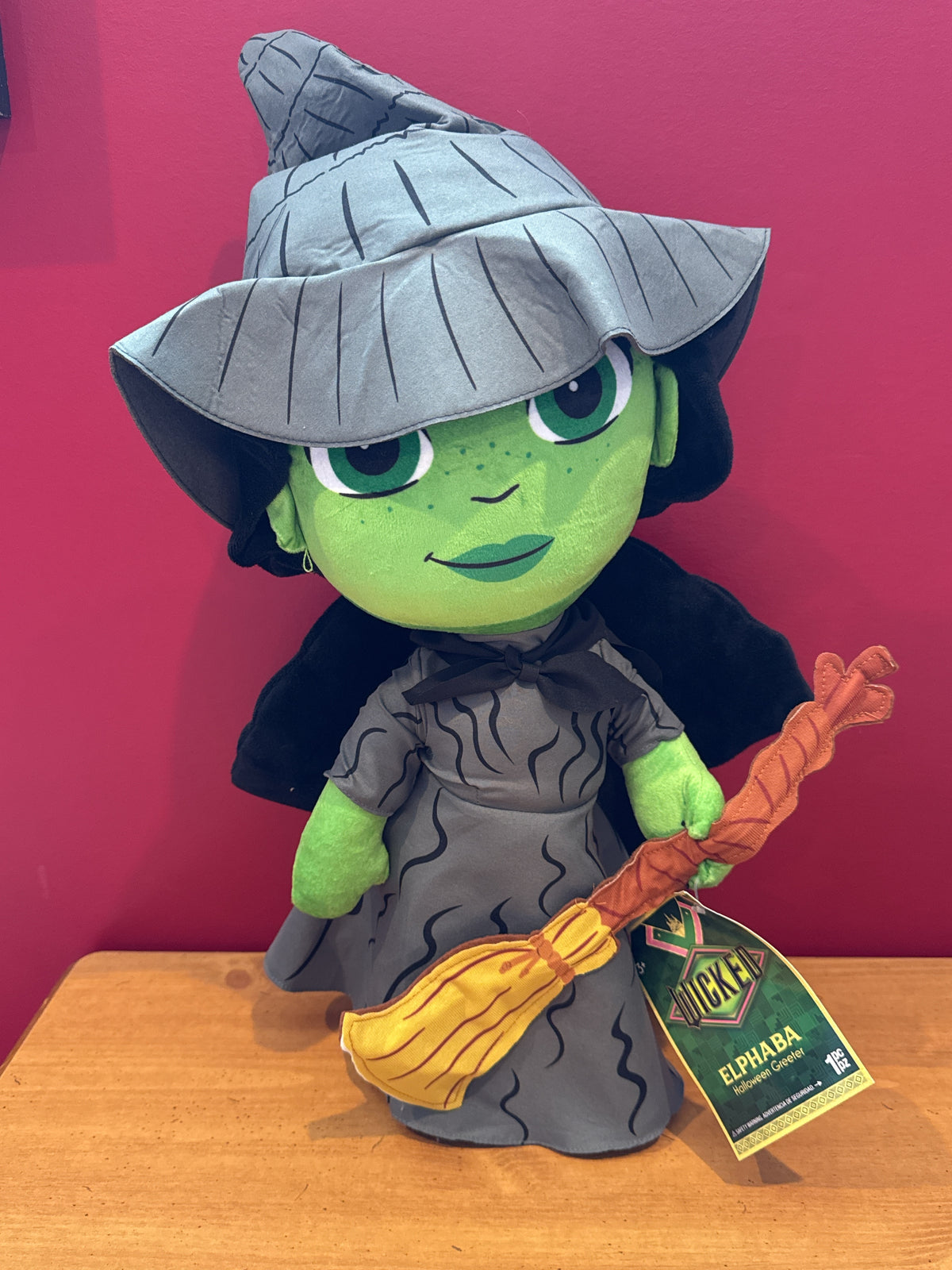 Wicked Elphaba Halloween Plush Greeter Weighted New With Tags 21" Tall