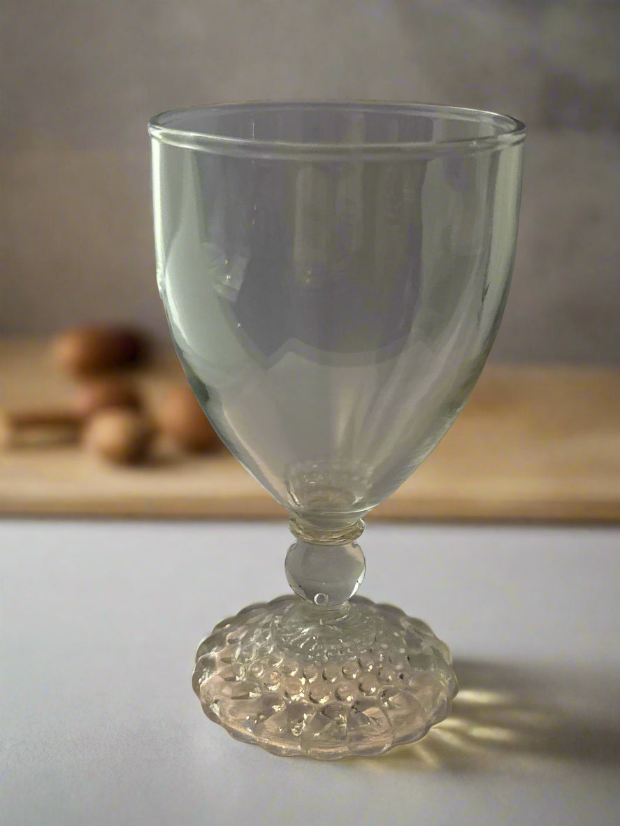 Vintage Anchor Hocking Bubble Foot Wine/Juice Glass Clear 4.5" Tall
