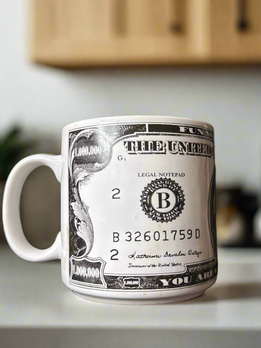 You Are One In A Million Money Coffee Cup Mug New in Box 3.5" Tall Aqua Interior