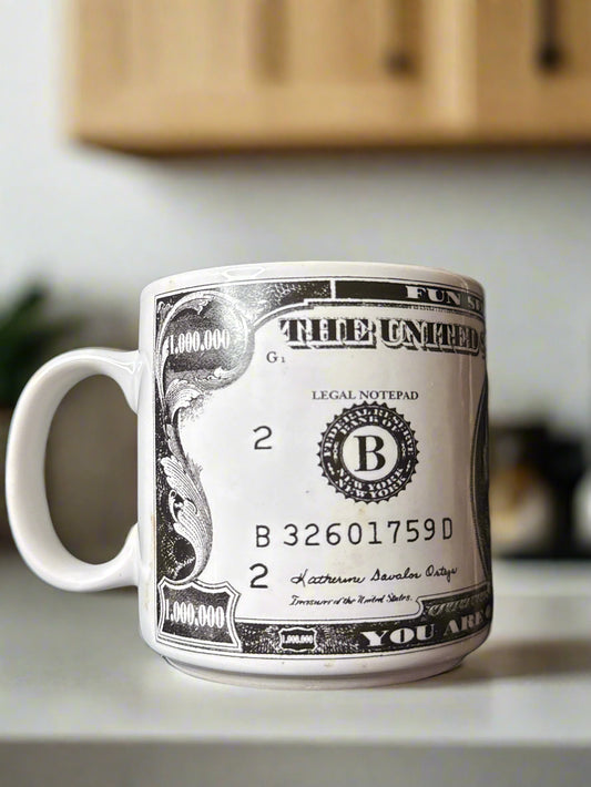 You Are One In A Million Money Coffee Cup Mug New in Box 3.5" Tall Aqua Interior