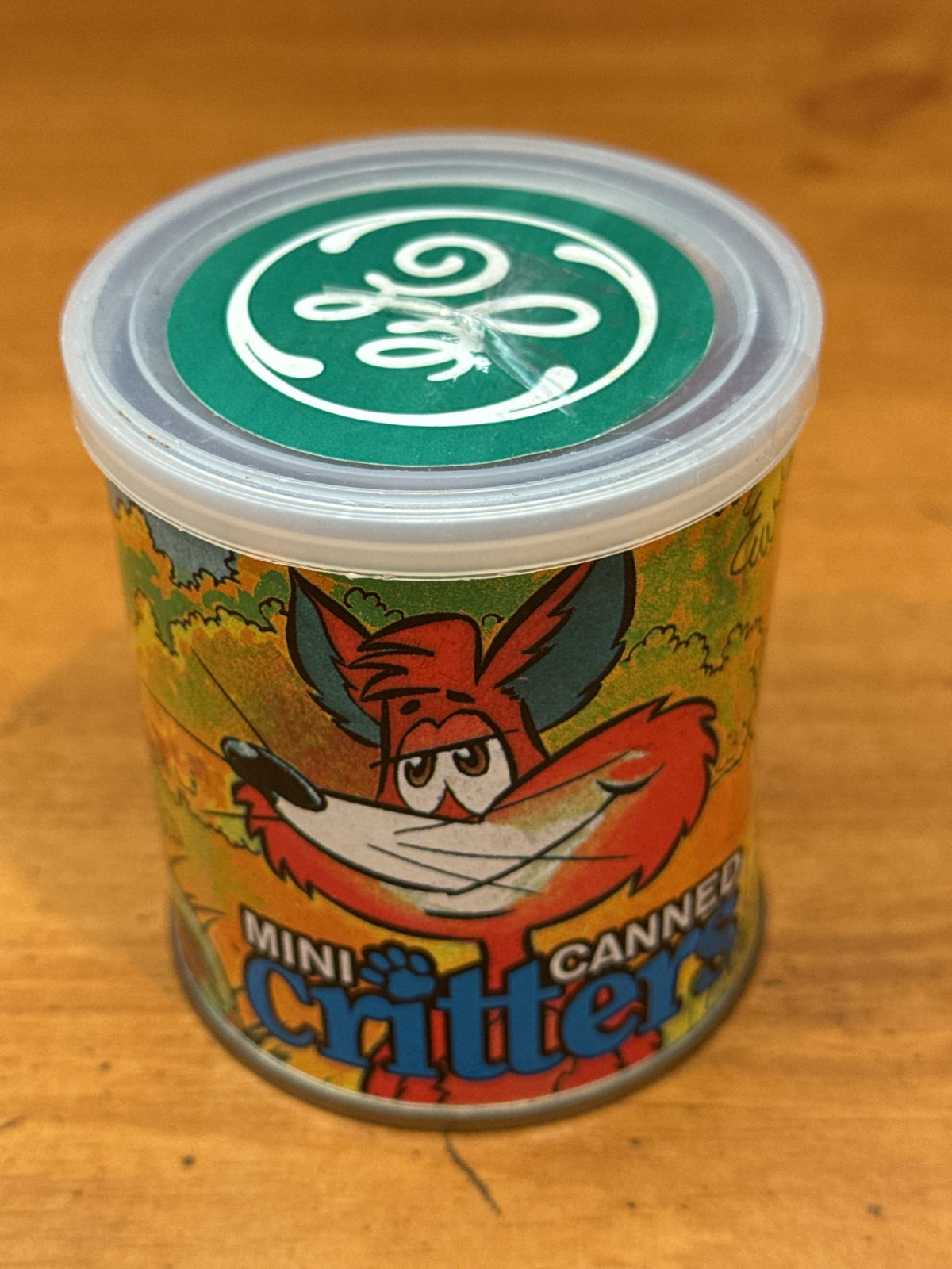 Mini Canned Critters Slippery Fox Opened Can