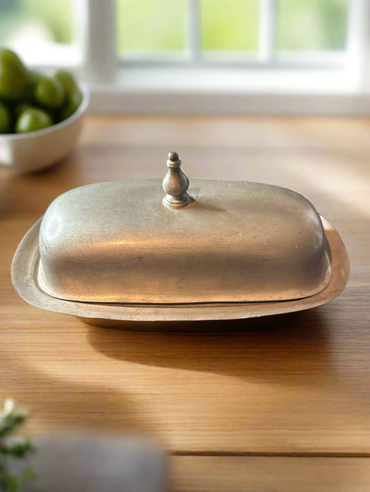 Reed & Barton Pewter Butter Dish With Cover 7.5" Long P405