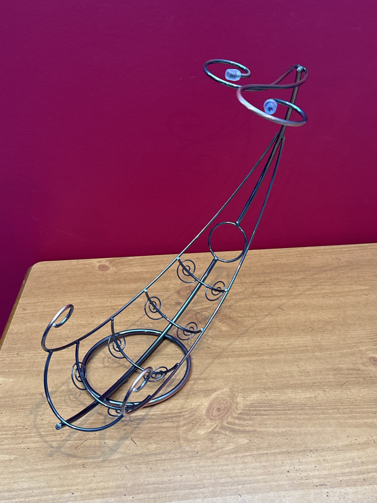 Sturdy Hanging Wine Bottle Rack w/ Glass Holder for Home Bar & Kitchen 13" Tall