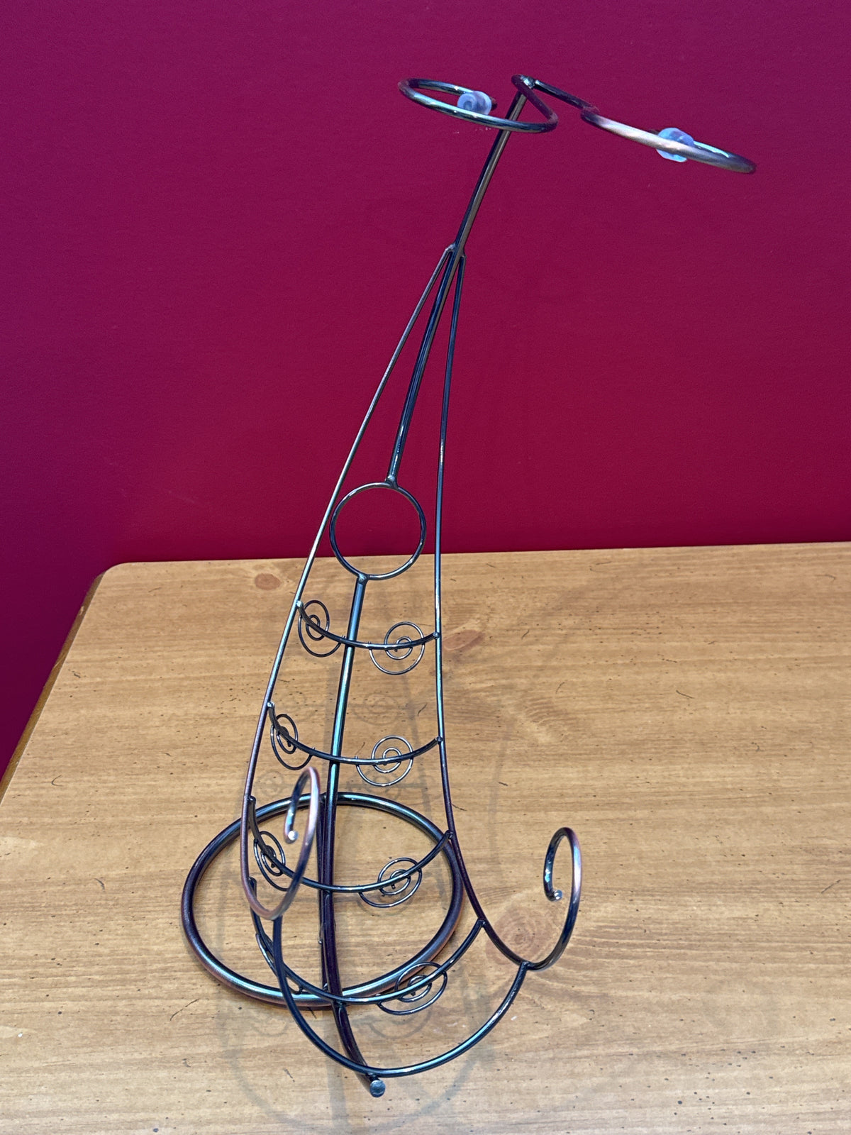 Sturdy Hanging Wine Bottle Rack w/ Glass Holder for Home Bar & Kitchen 13" Tall