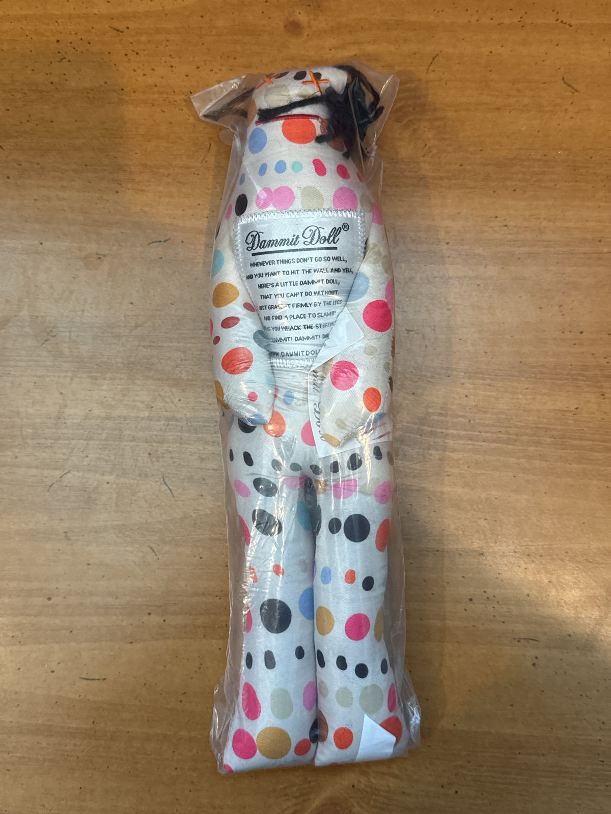 Dammit Doll Stress Relief Polka Dots Sealed in Plastic New 12" Tall