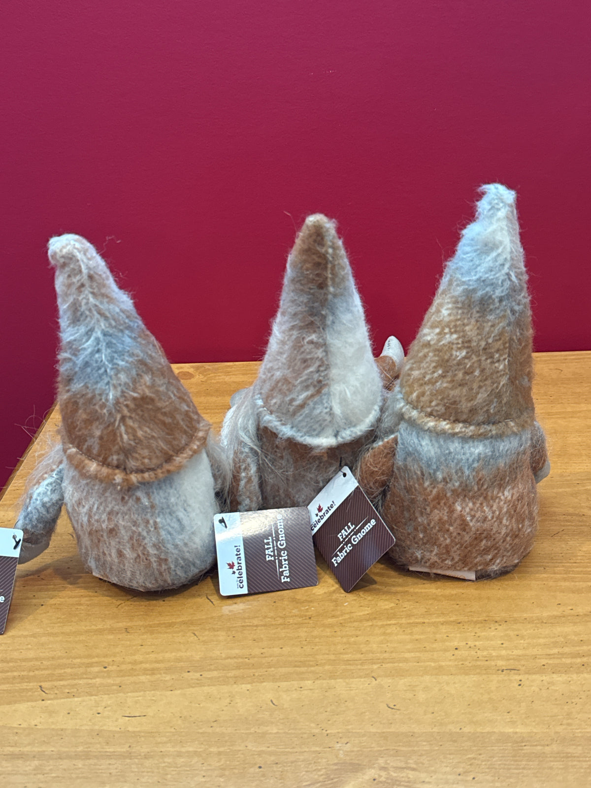 Primitive Rustic Country Silver Christmas Gnome Set of Three Figures Dolls Shelf Sitters 10" Tall