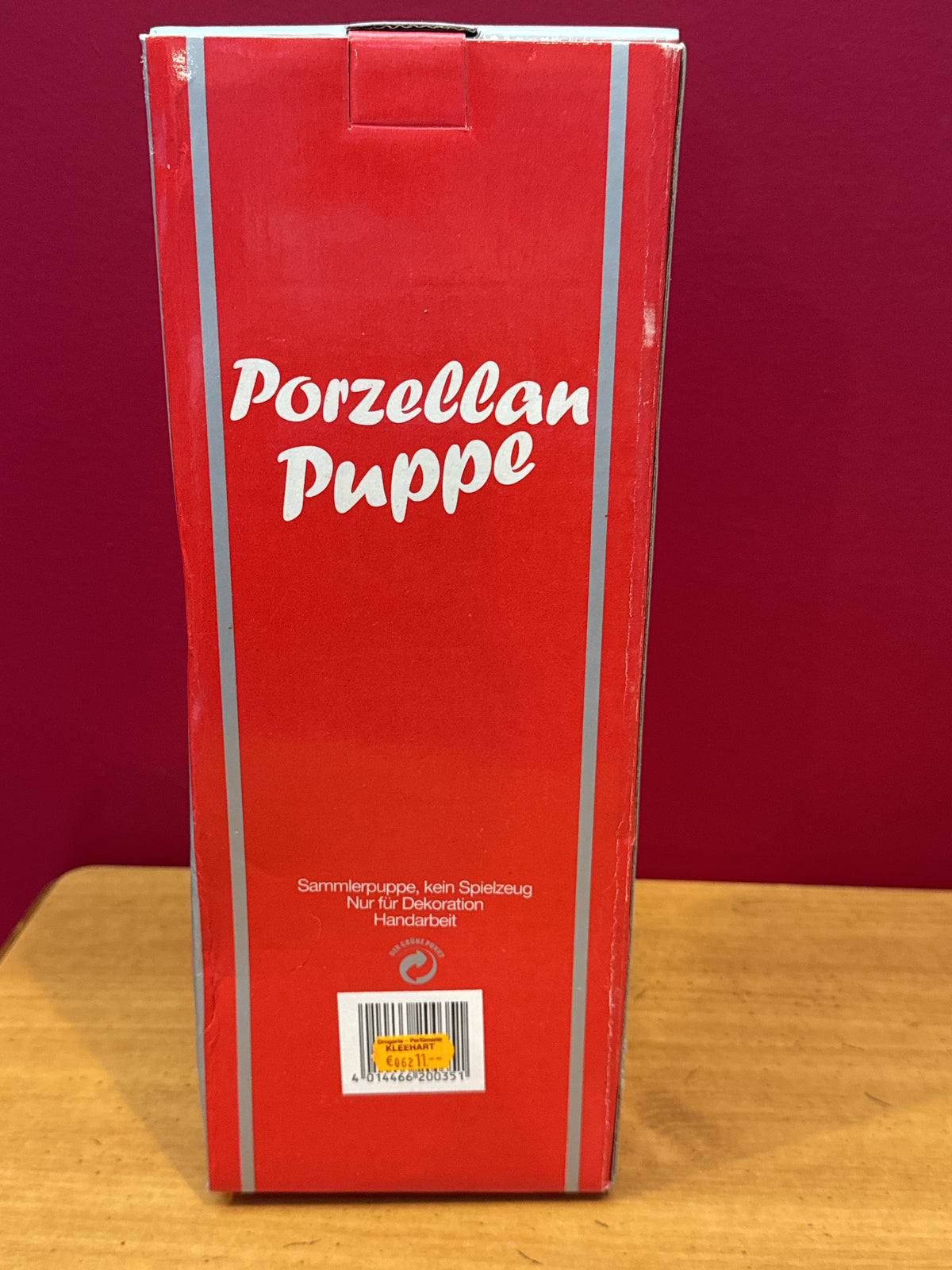 Vintage Porcelain German Porzellan Puppe Doll German Made 8" Tall Traditional New in Box