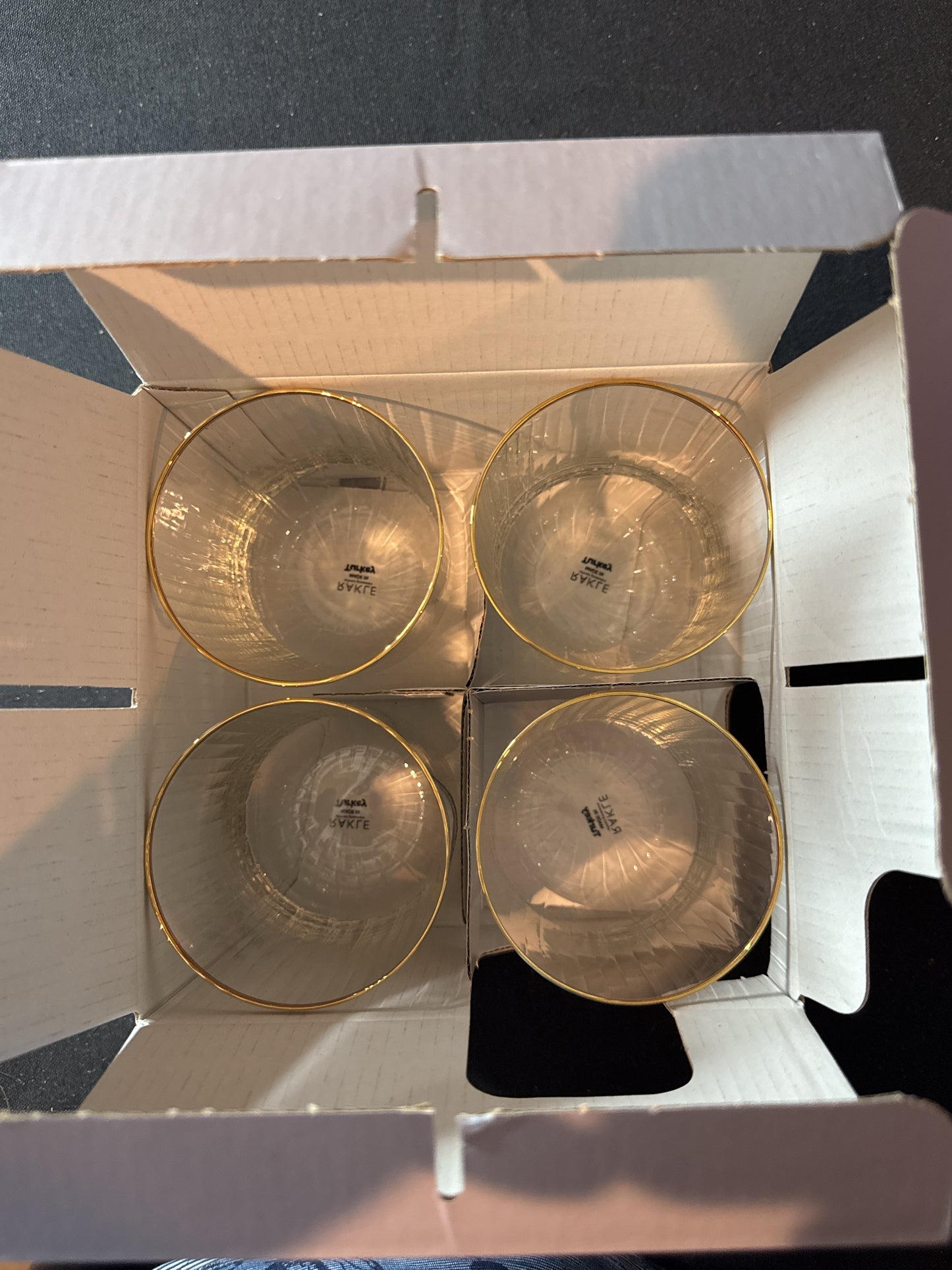 Rakle Adore Gold 4-Piece Water Glass 10.82 oz 320 cc Clear Glass New in Box