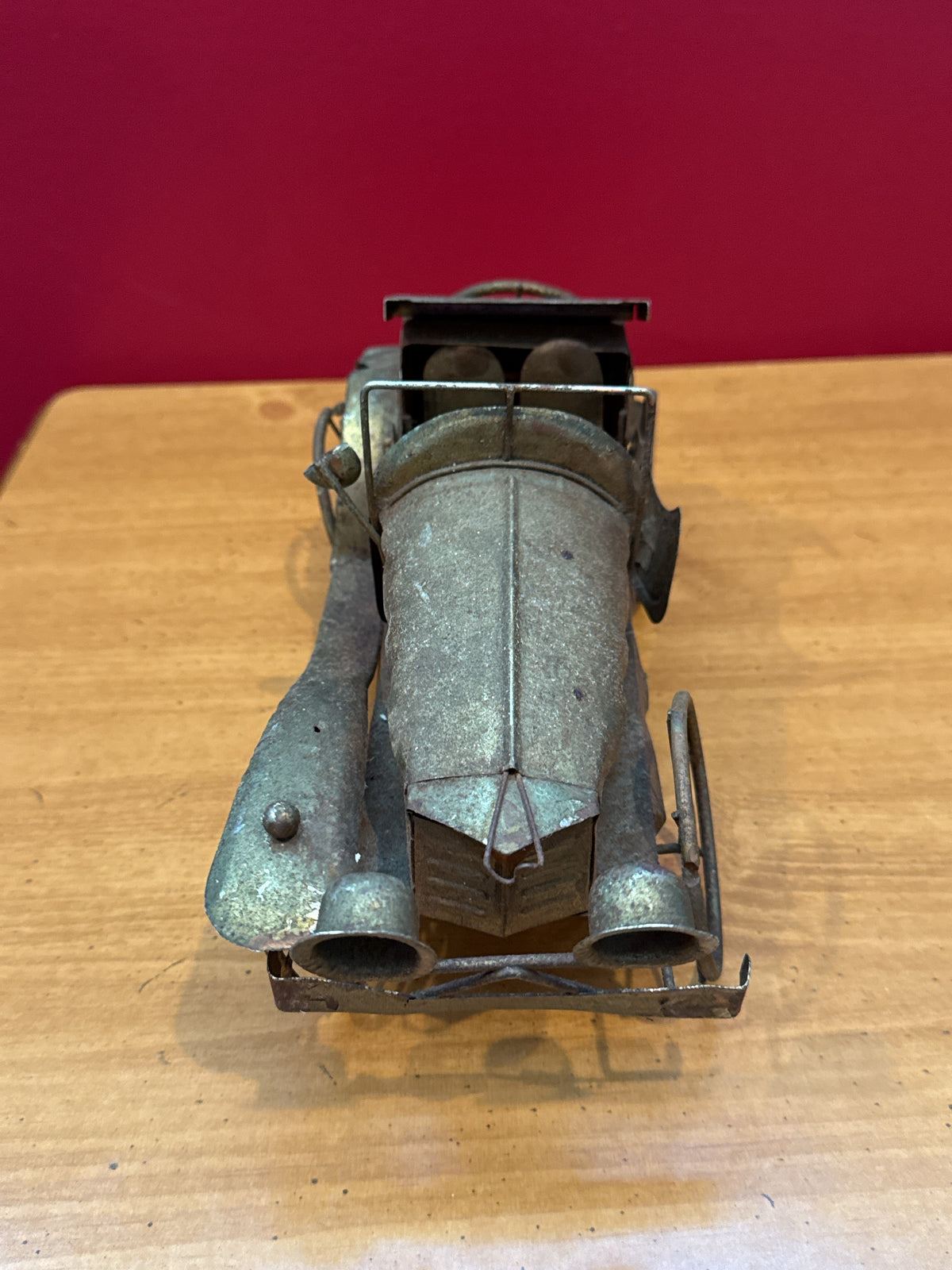Vintage 1970s Tin Metal Model T Antique Car w/ Wind up Crank Music Box Untested 11" Long