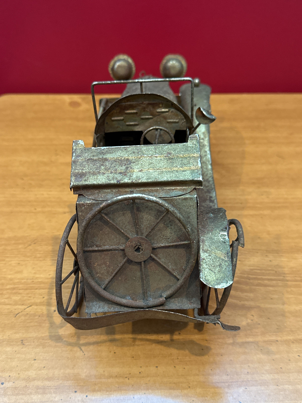 Vintage 1970s Tin Metal Model T Antique Car w/ Wind up Crank Music Box Untested 11" Long