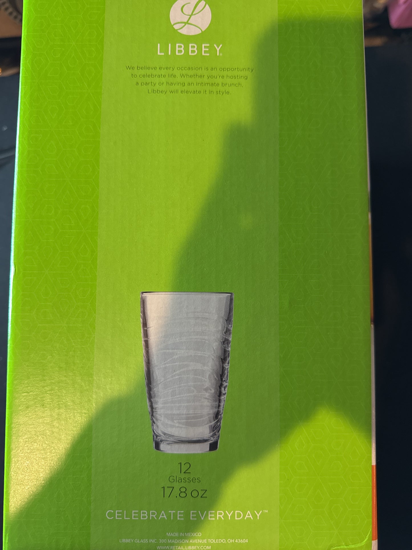 Set of 12 Libbey Orbita Glasses 17.8oz New in Box