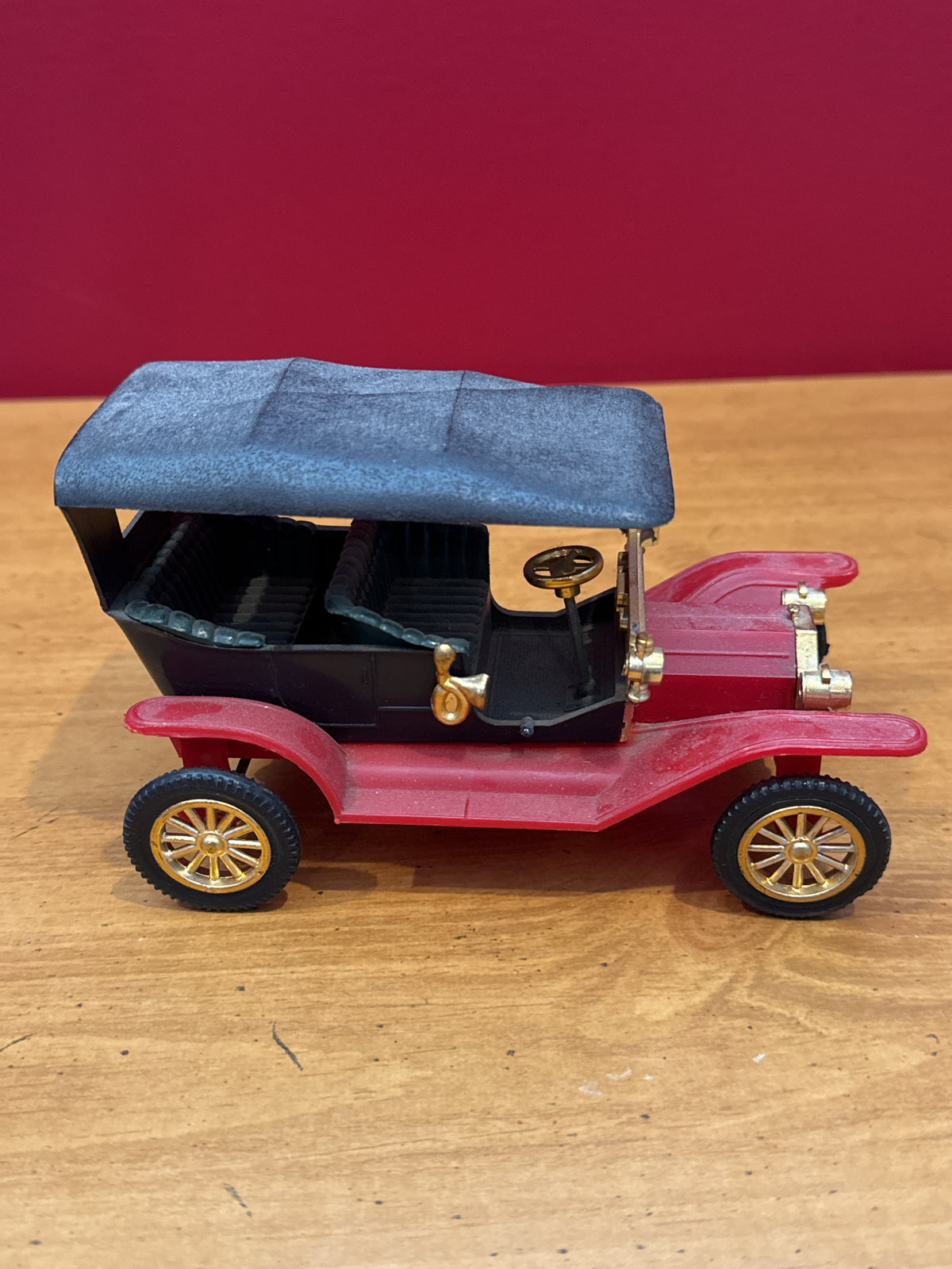 Nacoral Zaragoza Spanish Made in 1970s Plastic Car with 1910 Ford Model T and 1912 Coupe