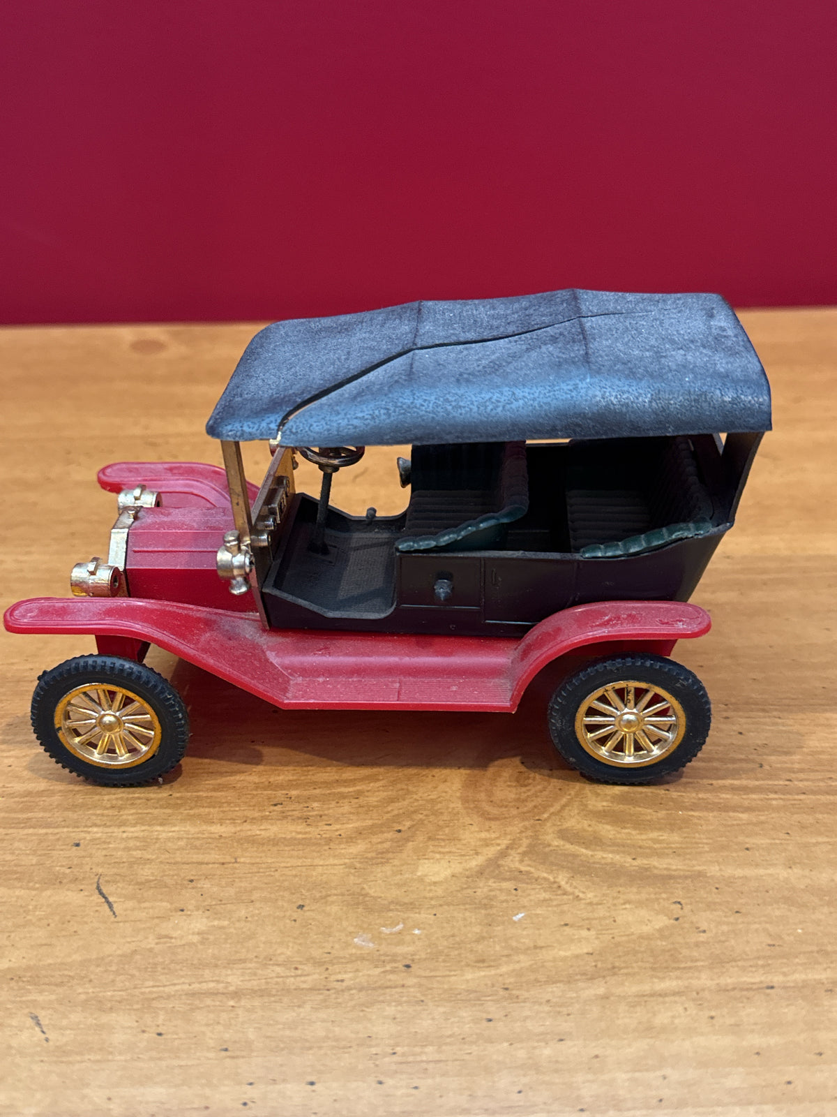 Nacoral Zaragoza Spanish Made in 1970s Plastic Car with 1910 Ford Model T and 1912 Coupe