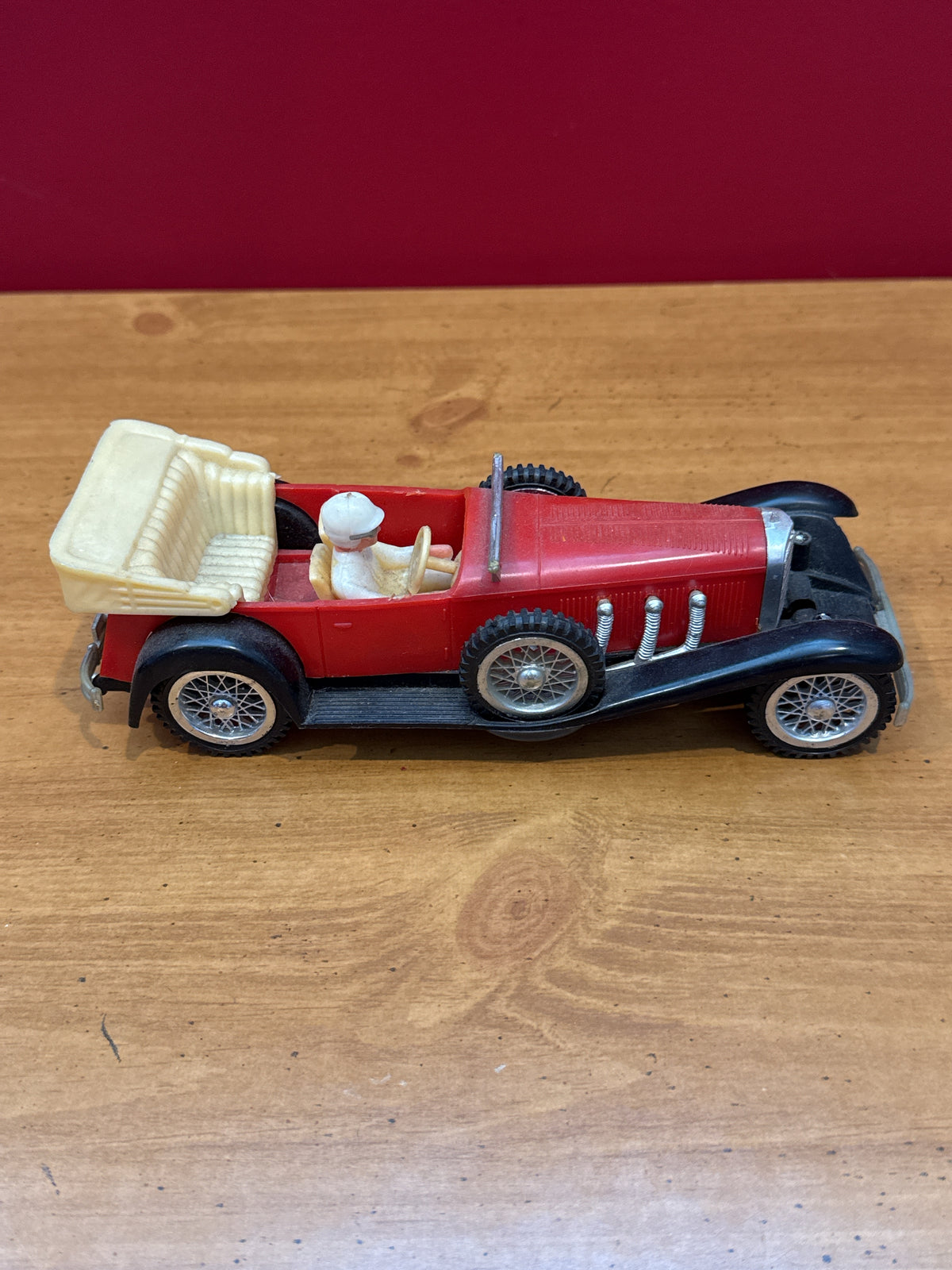 Vintage 60s Cragstan Red Plastic Race Car No. 103 Hong Kong Rare 8"