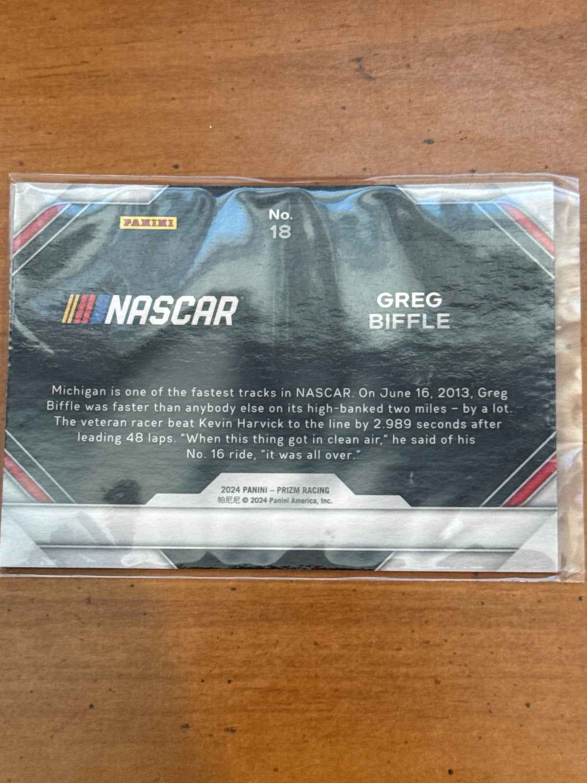 2024 Panini Prizm Racing NASCAR Victory Lane Greg Biffle #18 New Card in Plastic
